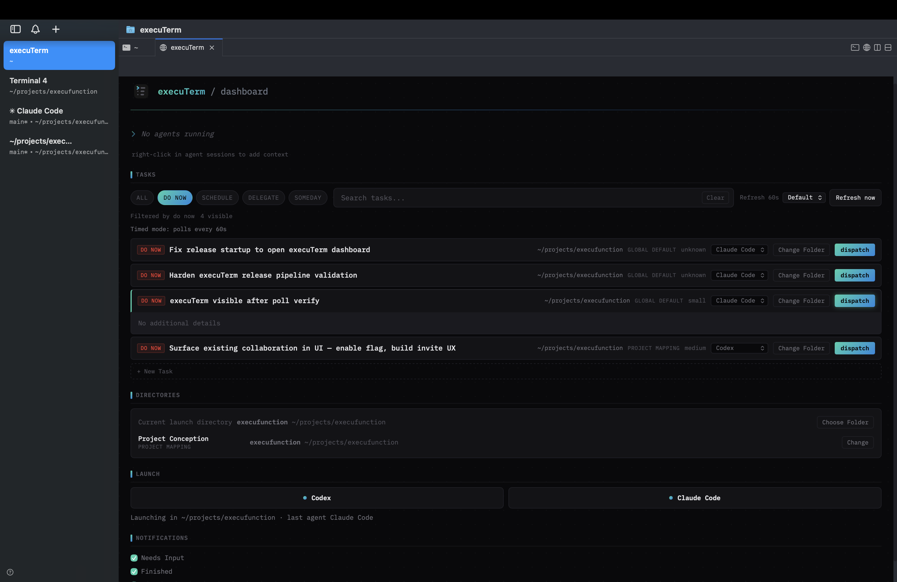 Sidebar showing multiple workspaces with agent sessions